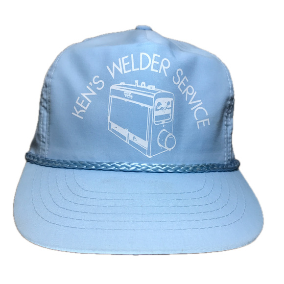 Vintage 80s 90s Welder Trucker Hat Cap Snap Back Cord Rope Working Work Wear - Picture 1 of 15